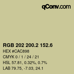 カラーコード: RGB 202 200.2 152.6 | qconv.com