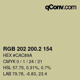 カラーコード: RGB 202 200.2 154 | qconv.com
