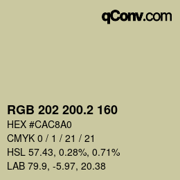 カラーコード: RGB 202 200.2 160 | qconv.com