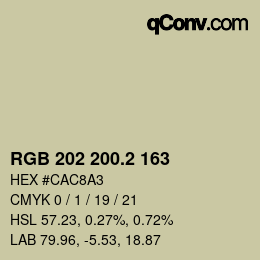 カラーコード: RGB 202 200.2 163 | qconv.com