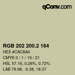 カラーコード: RGB 202 200.2 164 | qconv.com