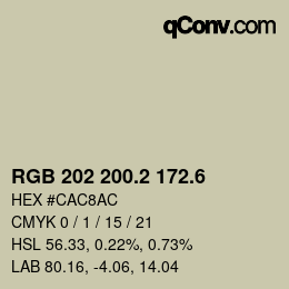 カラーコード: RGB 202 200.2 172.6 | qconv.com