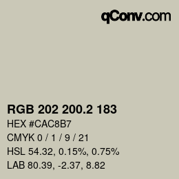 カラーコード: RGB 202 200.2 183 | qconv.com