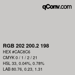 Color code: RGB 202 200.2 198 | qconv.com
