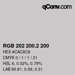 カラーコード: RGB 202 200.2 200 | qconv.com