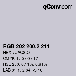 カラーコード: RGB 202 200.2 211 | qconv.com