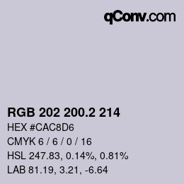 Color code: RGB 202 200.2 214 | qconv.com