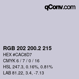 カラーコード: RGB 202 200.2 215 | qconv.com