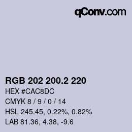 カラーコード: RGB 202 200.2 220 | qconv.com