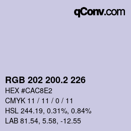 カラーコード: RGB 202 200.2 226 | qconv.com
