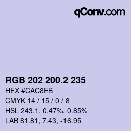 カラーコード: RGB 202 200.2 235 | qconv.com