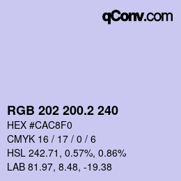 カラーコード: RGB 202 200.2 240 | qconv.com