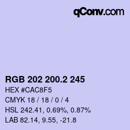 Color code: RGB 202 200.2 245 | qconv.com