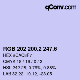 カラーコード: RGB 202 200.2 247.6 | qconv.com