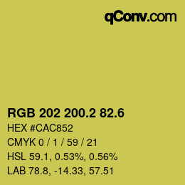 カラーコード: RGB 202 200.2 82.6 | qconv.com