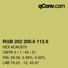 カラーコード: RGB 202 200.6 112.6 | qconv.com