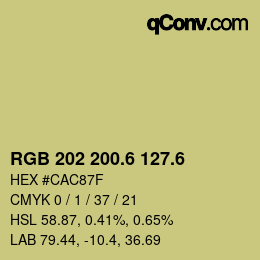 カラーコード: RGB 202 200.6 127.6 | qconv.com