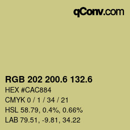 カラーコード: RGB 202 200.6 132.6 | qconv.com