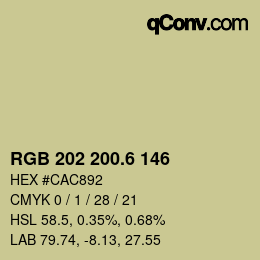 カラーコード: RGB 202 200.6 146 | qconv.com