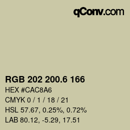 カラーコード: RGB 202 200.6 166 | qconv.com