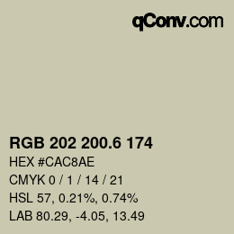 カラーコード: RGB 202 200.6 174 | qconv.com
