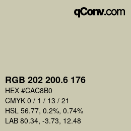 カラーコード: RGB 202 200.6 176 | qconv.com
