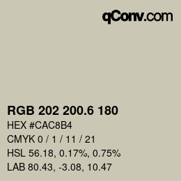 カラーコード: RGB 202 200.6 180 | qconv.com