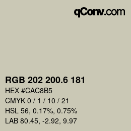 カラーコード: RGB 202 200.6 181 | qconv.com