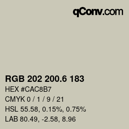 カラーコード: RGB 202 200.6 183 | qconv.com