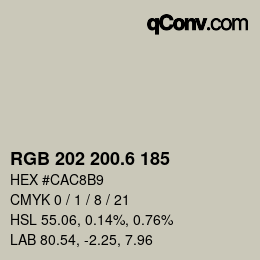 カラーコード: RGB 202 200.6 185 | qconv.com