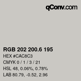 カラーコード: RGB 202 200.6 195 | qconv.com