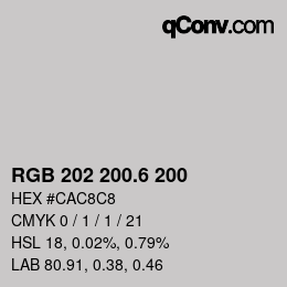 カラーコード: RGB 202 200.6 200 | qconv.com