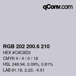 カラーコード: RGB 202 200.6 210 | qconv.com