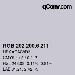 カラーコード: RGB 202 200.6 211 | qconv.com