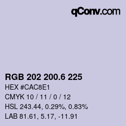 カラーコード: RGB 202 200.6 225 | qconv.com