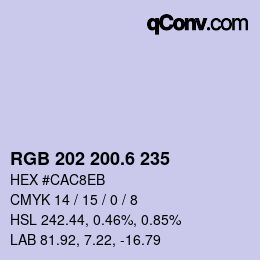 カラーコード: RGB 202 200.6 235 | qconv.com