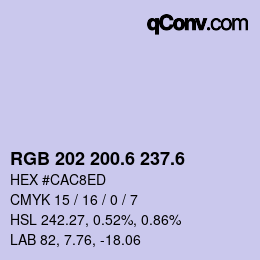 カラーコード: RGB 202 200.6 237.6 | qconv.com