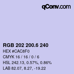 カラーコード: RGB 202 200.6 240 | qconv.com