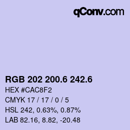 カラーコード: RGB 202 200.6 242.6 | qconv.com