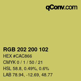 カラーコード: RGB 202 200 102 | qconv.com