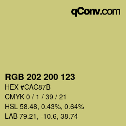 Color code: RGB 202 200 123 | qconv.com