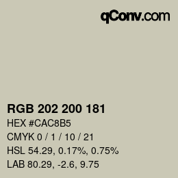 Farbcode: RGB 202 200 181 | qconv.com