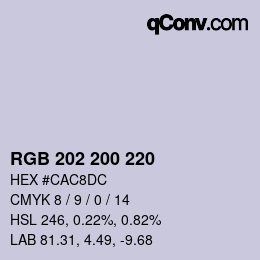 Color code: RGB 202 200 220 | qconv.com