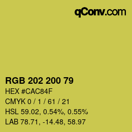 カラーコード: RGB 202 200 79 | qconv.com