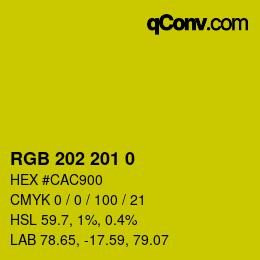 Color code: RGB 202 201 0 | qconv.com
