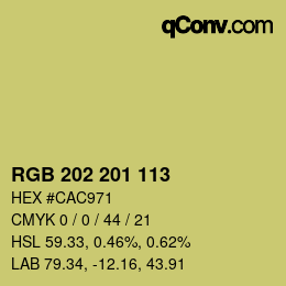 Color code: RGB 202 201 113 | qconv.com