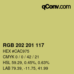 Color code: RGB 202 201 117 | qconv.com