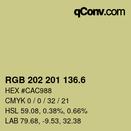カラーコード: RGB 202 201 136.6 | qconv.com
