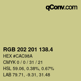 カラーコード: RGB 202 201 138.4 | qconv.com