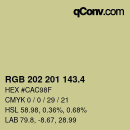 カラーコード: RGB 202 201 143.4 | qconv.com